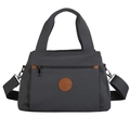 Dark grey large capacity crossbody bag with multiple compartments and top handles - Gray