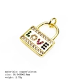 Golden lock pendant with LOVE zircon inlay and heart-shaped copper base design - LOVE Colorful Zircon Padlock Pendant