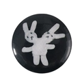 Round black and white enamel pin featuring a unique double-headed rabbit graphic - Double-Headed Rabbit Style (XZ6385)
