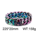 Regenbogen Edelstahl-Panzerarmband mit Totenkopf-Verschluss und coolem Punk-Stil - 22cm / Bunt