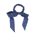 Elegante elastico per capelli in seta blu navy con nastri lunghi e fiocco grande - Blu Oceano