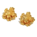 Elegante 18K vergoldete Edelstahl-Ohrstecker im doppellagigen Blatt-Design für Damen - Gold