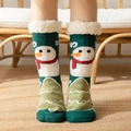 Chaussettes de Noël thermiques vert forêt avec motif bonhomme de neige et doublure polaire - 35-42 / Olaf