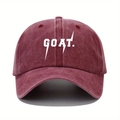 Dettaglio del ricamo GOAT su un cappellino in cotone bordeaux lavato dallo stile vintage - Borgogna