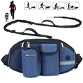 Blue outdoor dog walking waist bag with bungee leash and bottle holder for running - Metal Logo Upgrade Single Bag / Blue