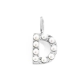 Silver-plated letter D pendant featuring white pearl inlays for DIY jewelry making - Letter D / Steel