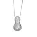 Sparkling peanut-shaped pendant necklace with cubic zirconia pave in silver finish - Shape: Peanut / Silver