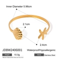 Detailed size measurement of 18K gold stainless steel starfish and seashell cuff bangle - Starfish Shell Combination Open Bangle (JDBW2406001)