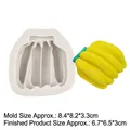 3D banana-shaped silicone mold for DIY mousse cakes and chocolate with size specs - Gray