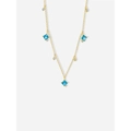 Elegant gold S925 silver necklace with square blue zircon pendant and small crystals - 925 Silver / Gold