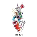 Waterproof temporary tattoo sticker featuring heart sketch and colorful wildflowers TH-324 - Th-324 / 210*148mm
