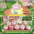 Pink piglet figurine set with 8 standard and 1 hidden blind box styles in garden scene - Piggy Cute Series (Whole Box)