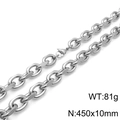 Silberne Edelstahl-Gliederkette 450x10mm mit Karabinerverschluss und 81g Gewicht - Silber Halskette / 450x10mm