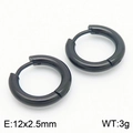 Classic 12x2.5mm matte black 18K stainless steel hoop earrings in a minimalist round design - 12*2.5mm Black Ke113195-zz / A Pair Of [inner Diameters]