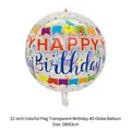 22 inch transparent 4D balloon with Happy Birthday print and colorful flag patterns - 22 Inch Flags Transparent Birthday 4D Balloon