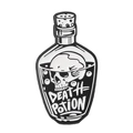 Black and white skull enamel pin shaped like a death potion bottle for clothing - Death Potion Skull Bottle Style (XZ5967)