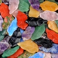 Carved natural crystal leaf ornaments in amethyst, quartz and jade for DIY crafts - Random Mixed Colors (1PC)
