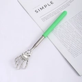 Telescopic back scratcher with metal skull claw and bright light green handle - Skeleton Hand Green