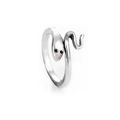 Retro punk silver snake ring featuring minimalist winding design with black dot eye accents - Adjustable Open / Style 25 (Minimalist Silver Snake)