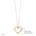 Détails du collier pendentif cœur pixel doré avec dimensions de la chaîne 38+5cm - Coeur Pixel Art