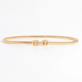 Elastic gold metal waist belt for dresses with rhinestone circular buckle detail - 19415 Gold Infinite Symbol Buckle