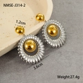 Detailed view of two-tone gold and silver earrings showing size and 27.4g weight data - Bicolor Gold and Silver Sunflower Earrings (NMSE-J314-2)