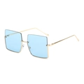 Gafas de sol cuadradas retro con lentes azul claro y montura de metal dorado - Montura Dorada Lentes Azules