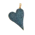 Gold plated long heart pendant featuring turquoise micro-pave setting and zircon bail - Large Turquoise Heart / Sky Blue