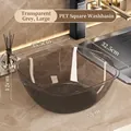 Large transparent grey square washbasin in PET plastic with handles and scale markings - Large Translucent Grey