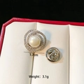 Detail of silver brooch with mother-of-pearl, zircon, and 1.7cm size specification - Rhinestone Pearl (C031)