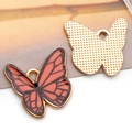 Orangefarbener Schmetterlingsanhänger mit Goldrahmen für DIY-Schmuckherstellung - Bedruckter Schmetterling (18x19 mm-SN19058)