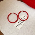 Red circular earrings with irregular wave texture and vintage matte red finish - Wave Texture Large Hoop Style (147#) / Red