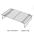 Non-stick 40x25cm rectangular black metal baking cooling rack with foldable legs - 40*25cm with Feet / Black