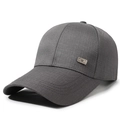 Men's dark grey baseball cap with twill cotton texture and silver metal logo plaque - One Size(Adjustable) / Light Gray