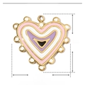 Detailed parameter diagram of 20mm heart pendants in stainless steel and colorful enamel - Pink Purple Tiered Heart