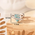 Star and blue heart planet earring in silver titanium steel with measurements - Light Sea Blue (Single Piece)