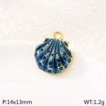 Colgante de concha de esmalte azul y acero inoxidable dorado para crear joyería - Concha con Lunares Azules (KLJ10767-ZLA)
