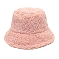 Gros plan sur la texture douce en polaire rose du chapeau cloche pour l'hiver - M(56-58cm) / Rose