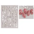 5D embossed white floral nail art stickers STZ-5D30 with black vine details - STZ-5D30 White Simple Flower