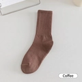 Coffee brown slouch socks with vertical rib knit texture and soft cotton fabric - Coffee