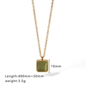 Gold cat eye stone square pendant necklace with 40+5cm adjustable chain and pearl accent - Square Green Cat's Eye Style (HF-X2217)
