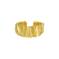 Minimalist S925 sterling silver ring with gold irregular wrinkled lava texture - One Size / WJ174 18K Gold Plated (Approx. Size 16/Adjustable)