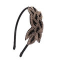 Detail of bohemian headband with gold beads and black rhinestones in leaf patterns - Style 3 (Black Gold)
