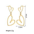 Detail showing 3.7cm long gold hollow double heart earrings with size and weight specs - Double Hollow Heart Earrings