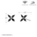 Detailed size specifications for 925 silver black flower earrings with 5A zircon - 925 Silver / 925 Silver Plated Platinum + Black Zirconia