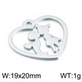 Silver stainless steel heart pendant with cutout cartoon figures, size 19x20mm - Steel Style 8 (KLJ2363-Z)