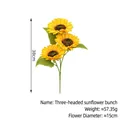 Kunstmatige zonnebloemboeket met drie koppen, 38cm hoogte en 15cm grote bloemdiameter - 3-Kops Zonnebloem Boeket