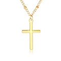 Polierte goldene Kreuzanhänger-Halskette mit feiner O-Kette im minimalistischen Design - Poliertes Minimalistisches Kreuz (9060) / KC Gold (9060)
