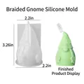 Moule en silicone nain avec tresses et trèfle pour bougies et plâtre de décoration - Gnome tressé avec trèfle (Mince)