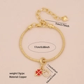 Gold-plated copper snake chain bracelet featuring red clover and horseshoe charms - 4# Ginkgo Leaf (Four-leaf Clover/Pave Horseshoe)